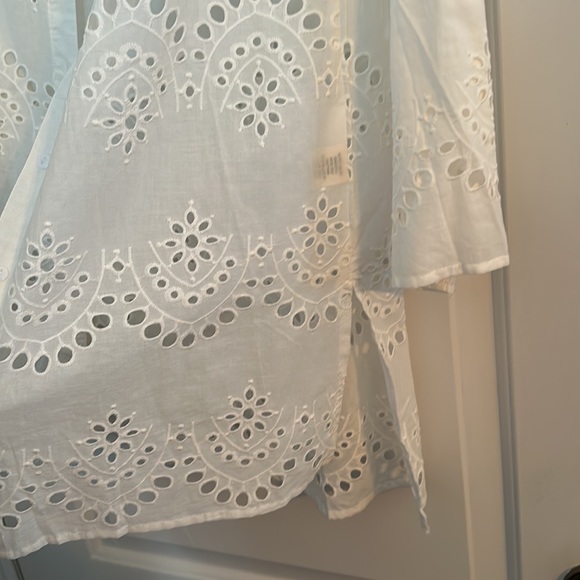 NWT White Button Down Eyelet Blouse - Picture 2 of 7
